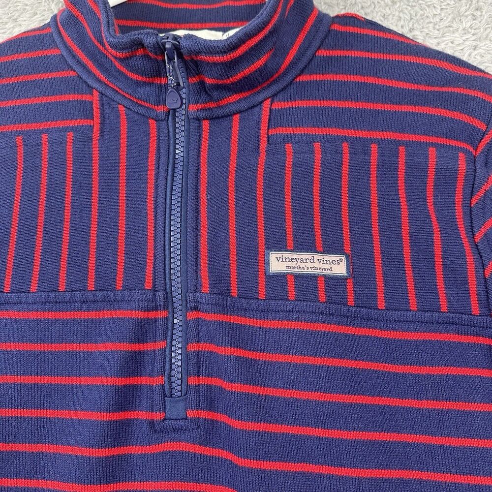Vineyard Vines Women’s USA Strip 1/4 Zip Pullover Sweatshirt Red And Navy Size L - Picture 3 of 11